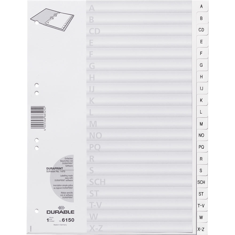 DURABLE Ordnerregister 615002 DIN A4 A-Z geprägte