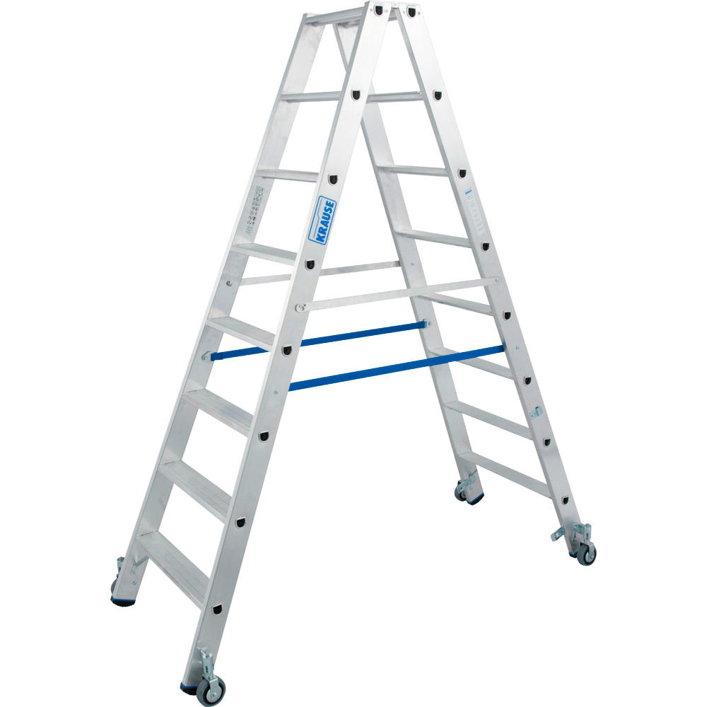 Stufen-Doppelleiter Stabilo fahrbar, 2 x 8 Stufen | 3410