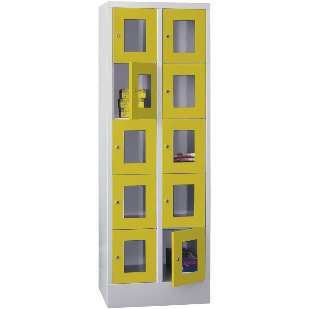 Schließfachschrank CLASSIC mit Sichtfenstertüren | Zinkgelb RAL 1018 | 300 | 2 | 10