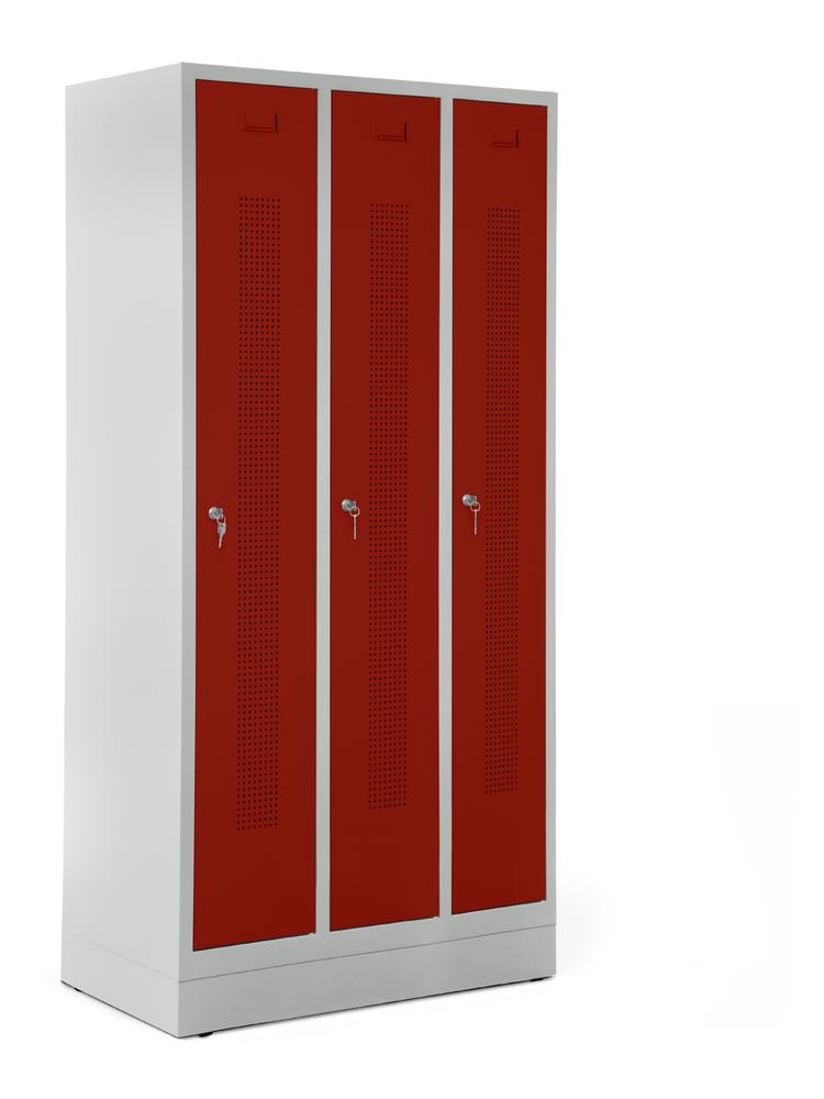 Garderobenspinde SYSTEM SP1 mit Sockel | Rubinrot RAL 3003 | mit Sockel | 300 | Zylinderschloss