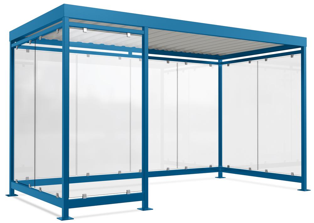 Überdachungsystem Köln, Ausführung 5 | Enzianblau RAL 5010 | fertig montiert