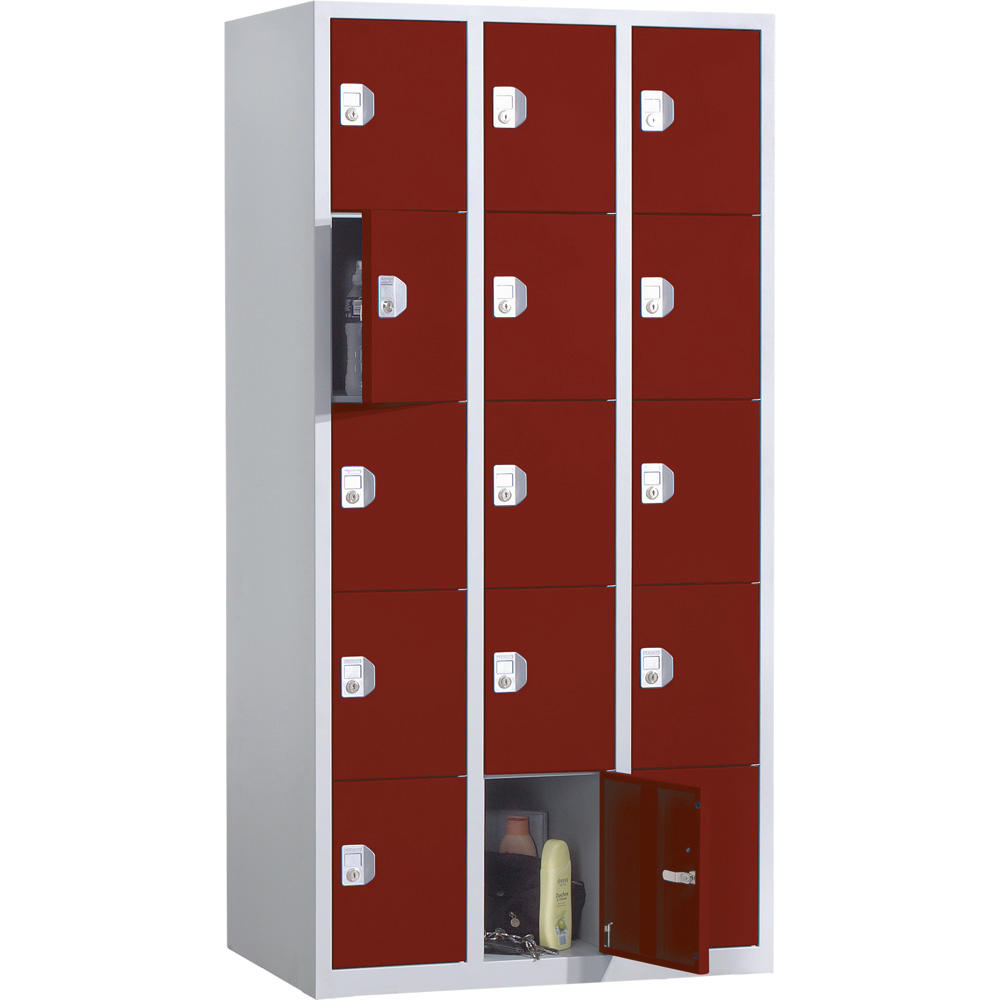Schließfach-Stahlschrank SP PROFI bodenstehend | Rubinrot RAL 3003 | Bodenstehend | Zylinderschloss