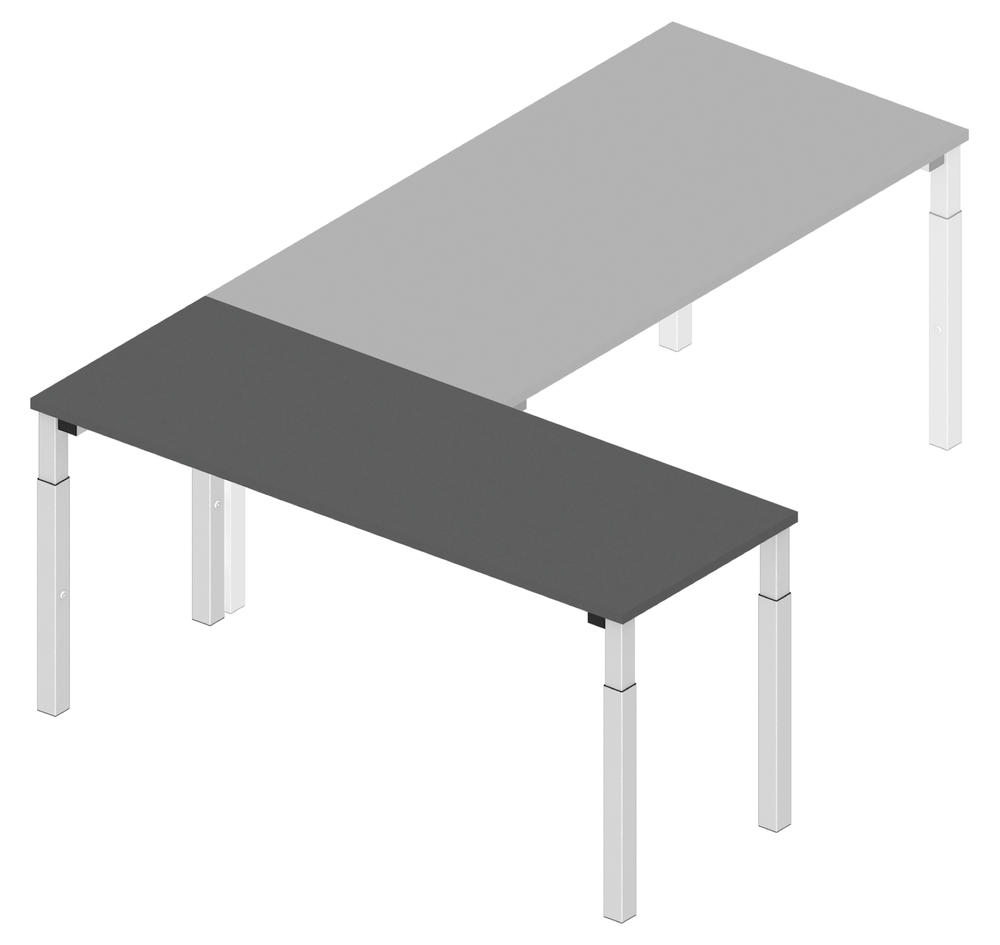 Anbautisch 1600 4-Fuß PROFI MODUL | Anthrazit | Alusilber RAL 9006