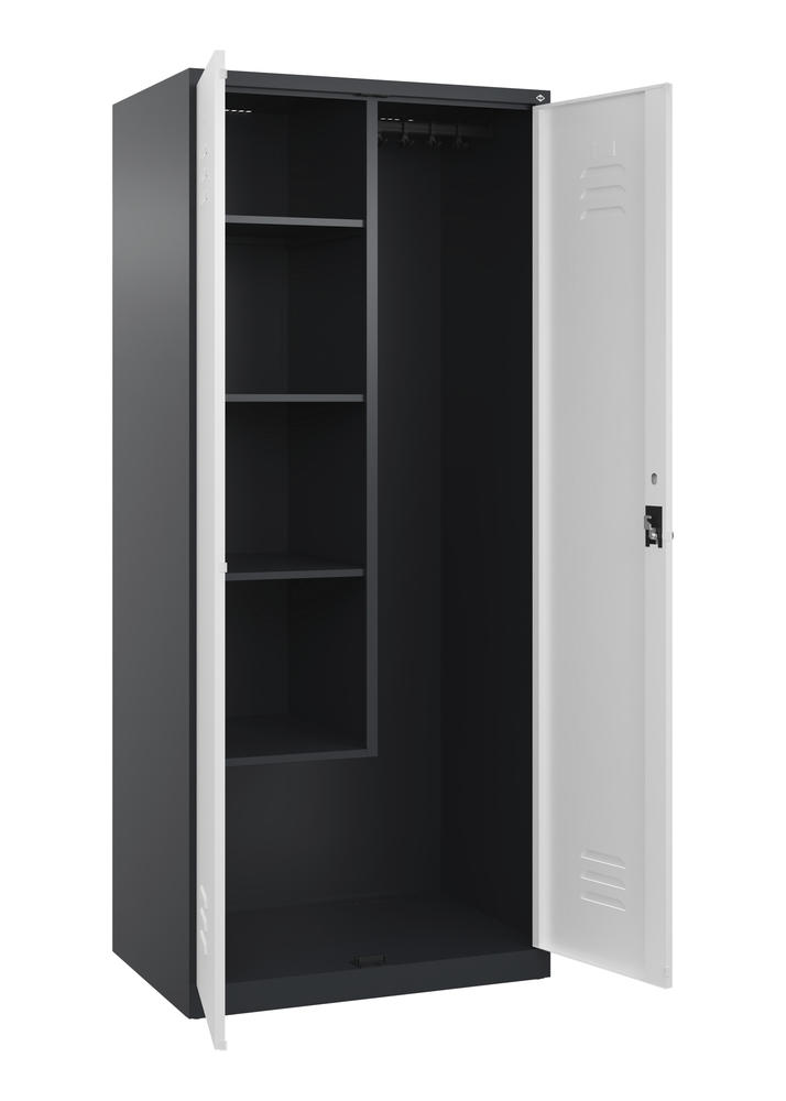 Putzmittelschrank, bodenstehend | Verkehrsweiß RAL 9016 | Bodenstehend | Schwarzgrau RAL 7021 | 400