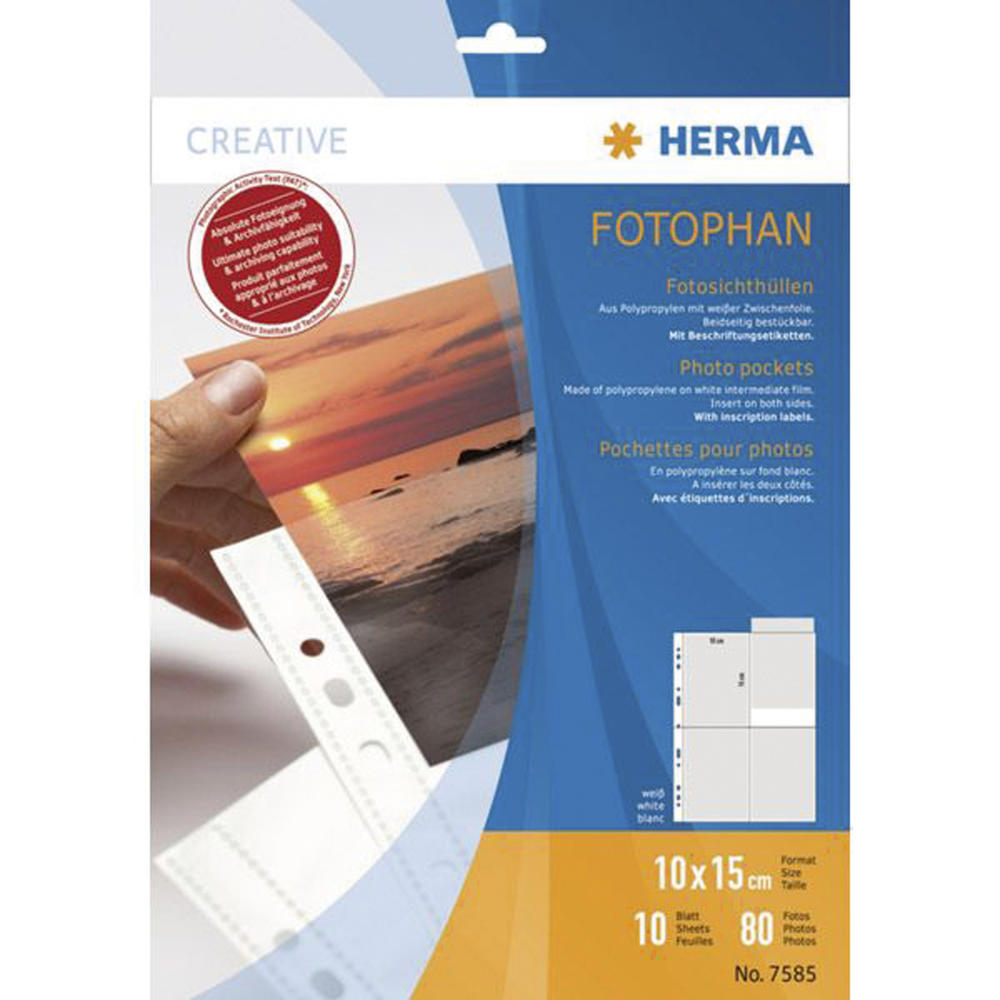 HERMA Fotohülle Fotophan 7585 für 15x10cm weiß 10