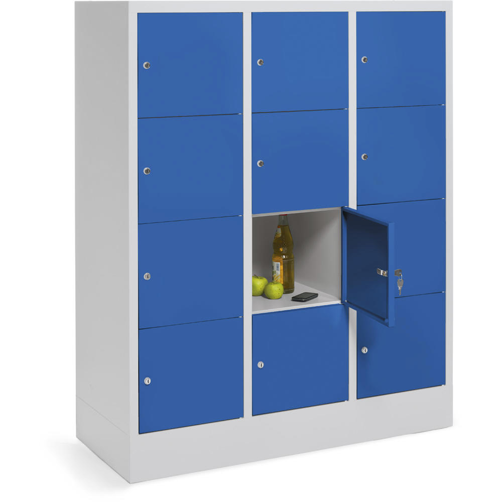 Schließfachschrank CLASSIC mit glatten Türen | Enzianblau RAL 5010 | 400 | 3 | 12