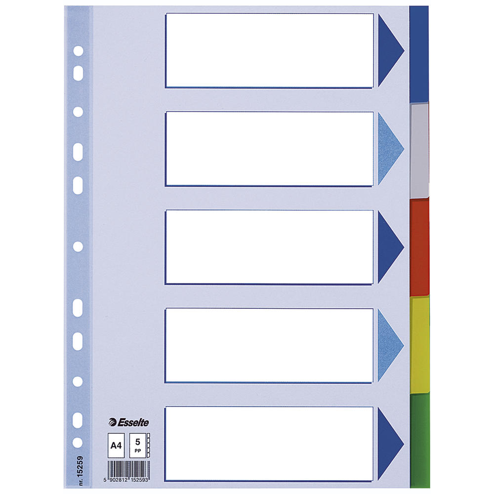 Esselte Register blanko 15259 DIN A4 5teilig PP
