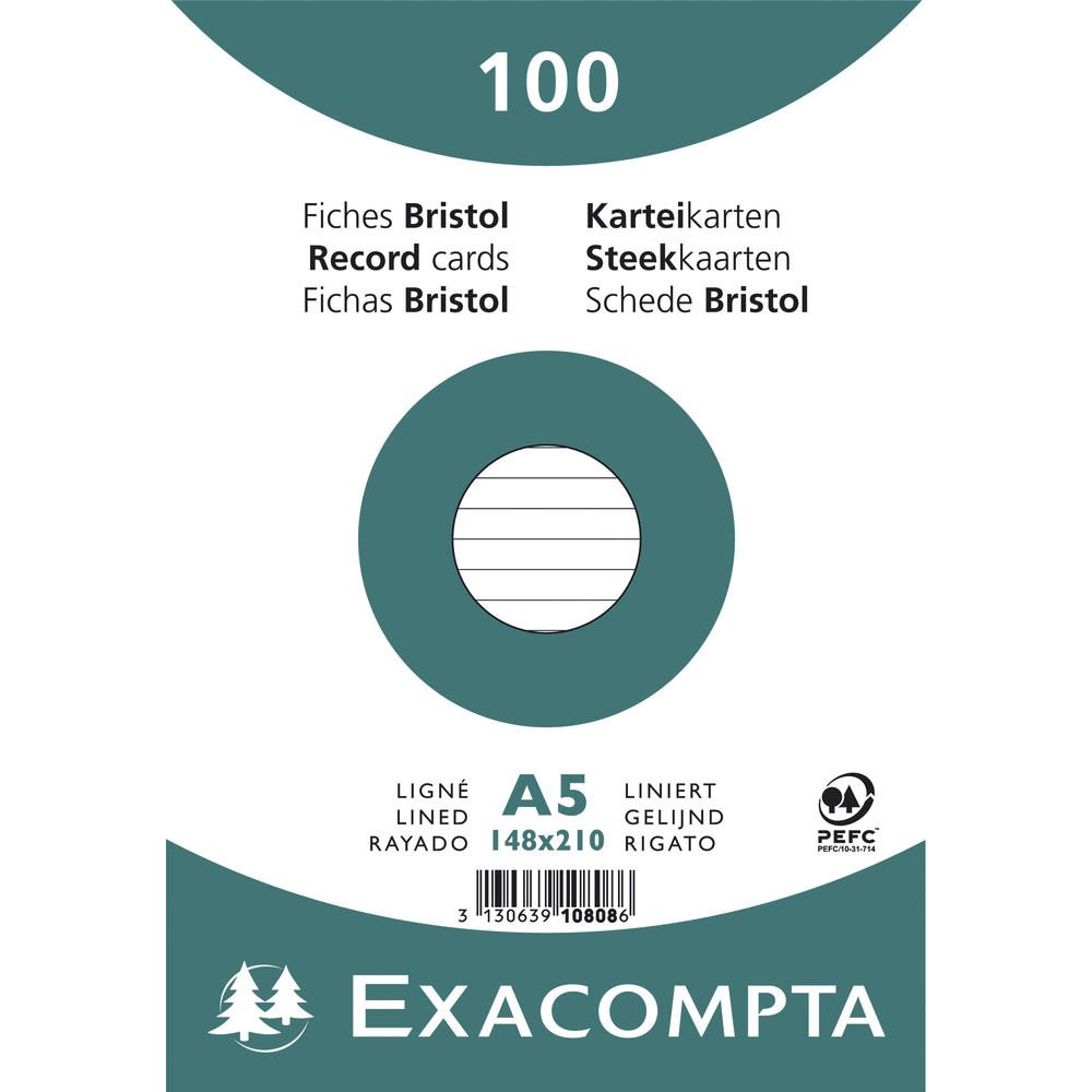 Exacompta Karteikarte 10808SE DIN A5 liniert weiß