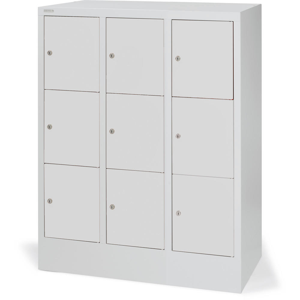 Schließfachschrank CLASSIC mit glatten Türen | Lichtgrau RAL 7035 | 300 | 3 | 9