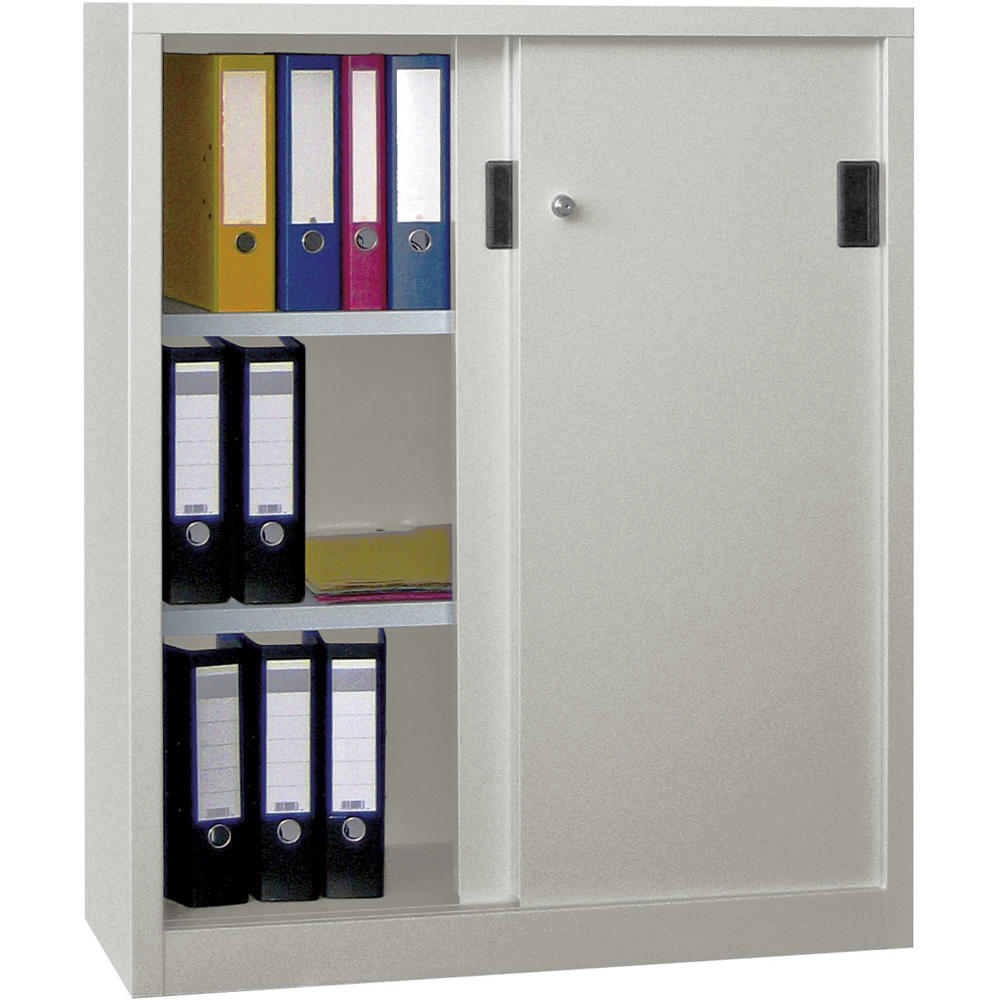 Schiebetüren-Stahlschrank SYSTEM FLEX | Lichtgrau RAL 7035 | 1000 | 600 | mit Stahltüren