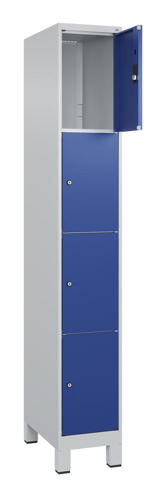 Schließfachschrank CLASSIC PLUS, mit Füßen | Enzianblau RAL 5010 | mit Füßen | Lichtgrau RAL 7035 | 300 | 1 | 4