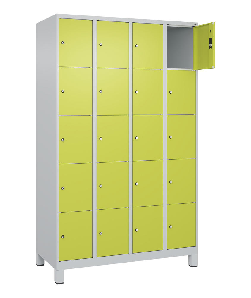 Schließfachschrank CLASSIC PLUS, mit Füßen | Clowngrün RAL 1108060 | mit Füßen | Lichtgrau RAL 7035 | 300 | 4 | 20