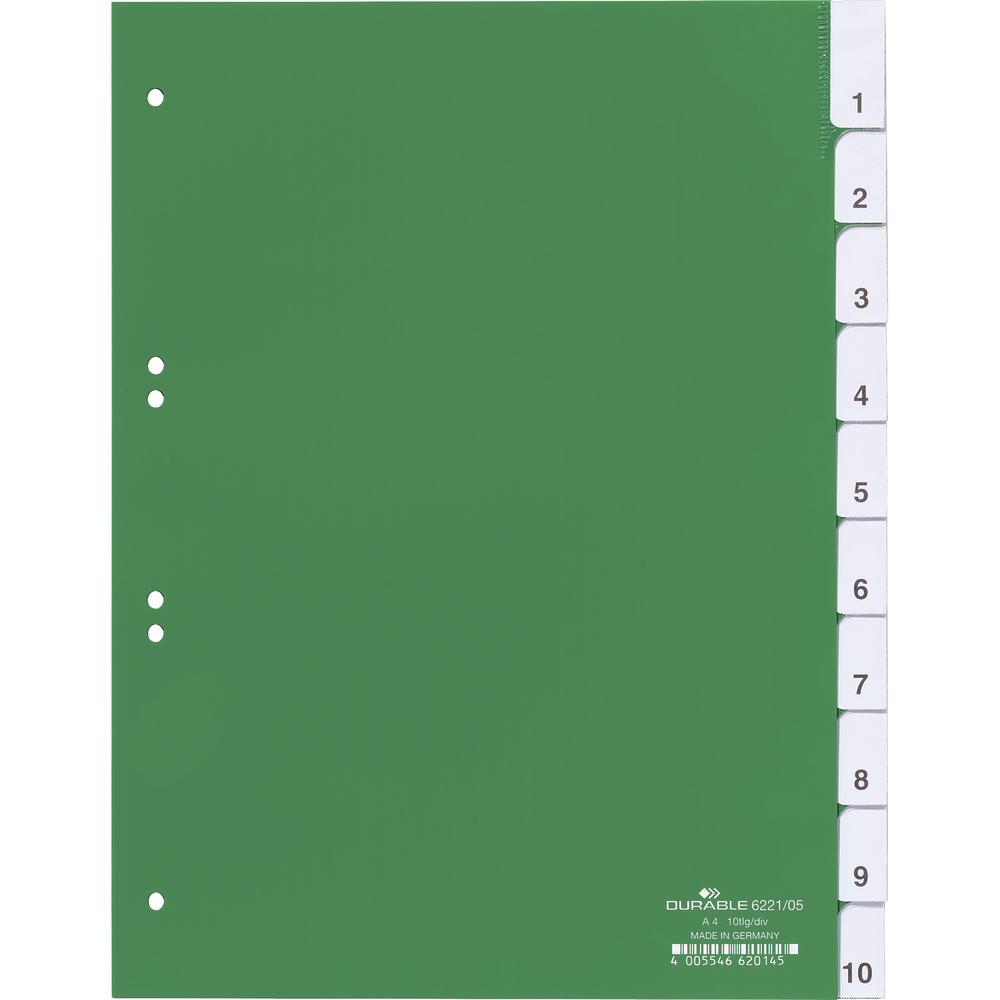 DURABLE Register 622105 DIN A4 10teilig Hartfolie