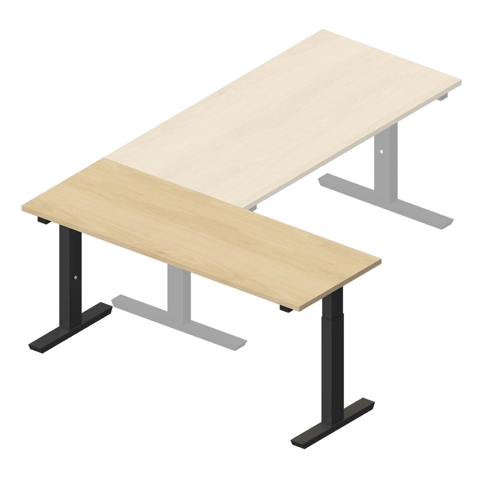 Anbautisch 1600 T-Fuß PROFI MODUL | Buchedekor | Tiefschwarz RAL 9005