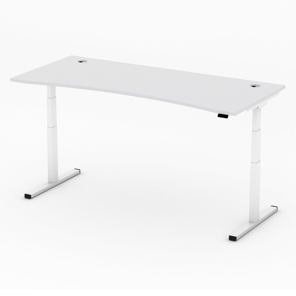 Höhenverstellbarer Schreibtisch MULTI MODUL-PRO | Lichtgrau | 1800 | Weiß