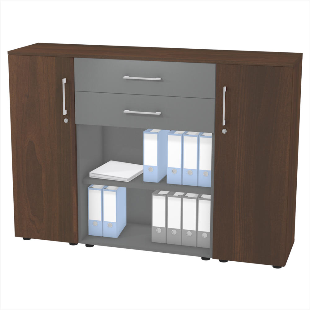 Sideboard mit Schubkasten MANAGEMENT 2 | Nussdekor dunkel | Sideboard mit Schubkasten