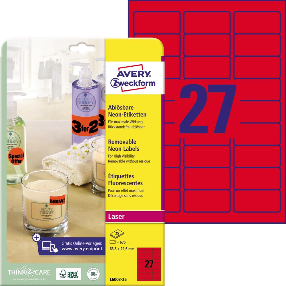 Avery Zweckform Etikett L6003-25 63,5x29,6mm