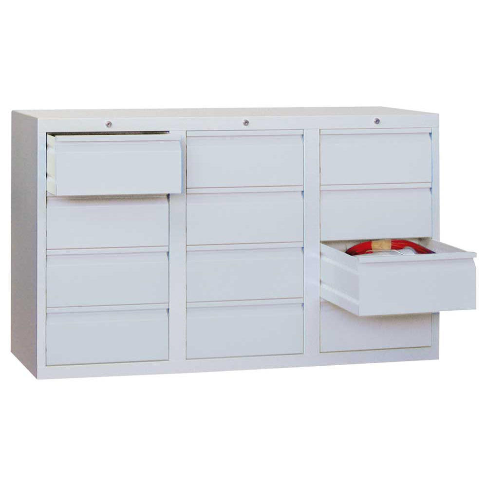 Schubladenschrank SB 300 | Lichtgrau RAL 7035 | 1000 | 12 Schübe