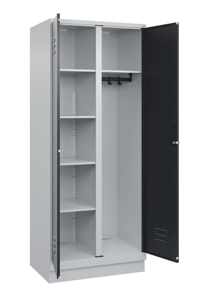 Kleider- u. Wäscheschrank, mit Sockel | Schwarzgrau RAL 7021 | mit Sockel | Lichtgrau RAL 7035 | 400
