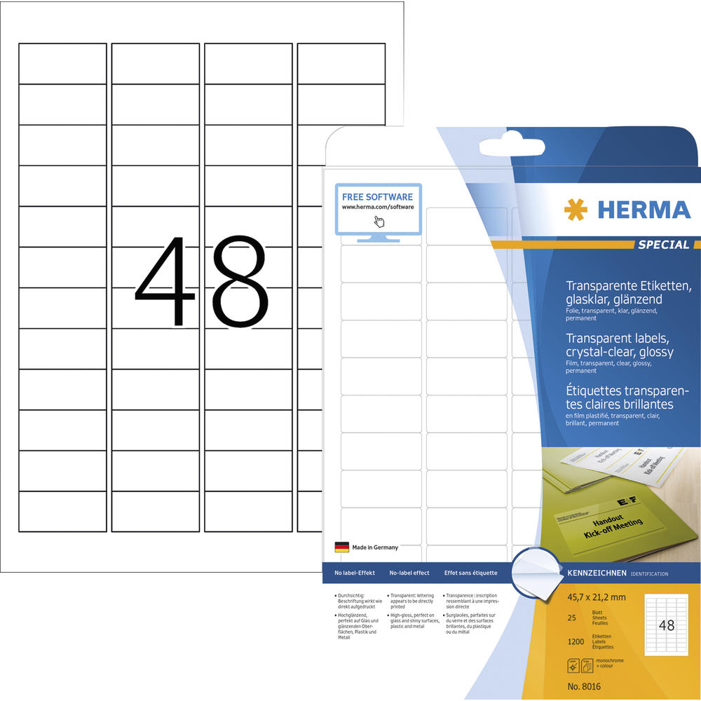 HERMA Folienetikett 8016 45,7x21,2mm tr 1.200