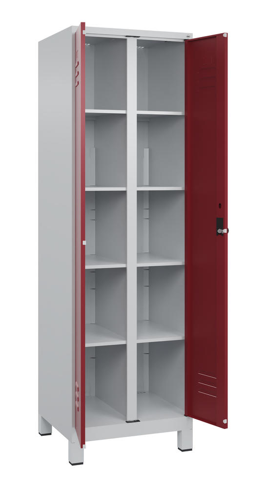Material- und Lagerschrank, mit Füßen | Rubinrot RAL 3003 | mit Füßen | Lichtgrau RAL 7035 | 300