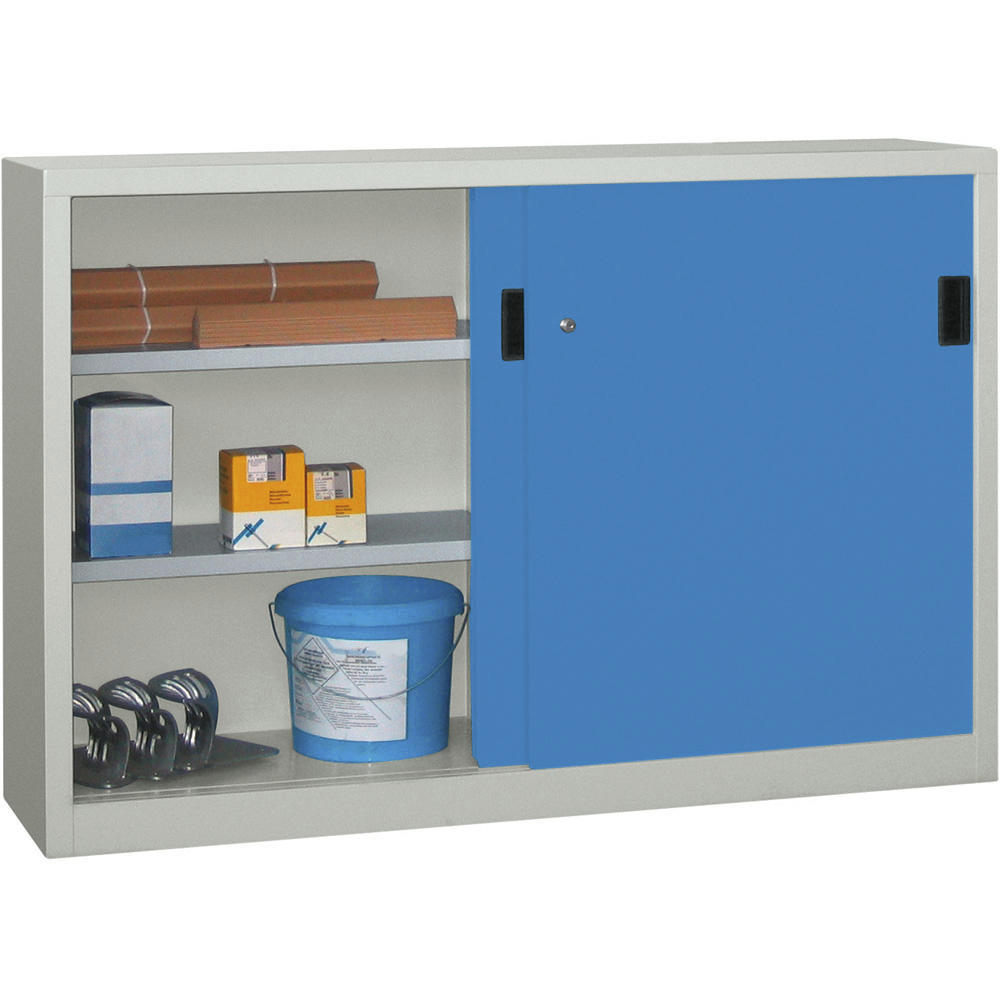Schiebetüren-Stahlschrank SYSTEM FLEX | Lichtblau RAL 5012 | 2000 | 400 | mit Stahltüren