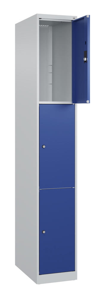 Schließfachschrank CLASSIC PLUS, bodenstehend | Enzianblau RAL 5010 | Bodenstehend | Lichtgrau RAL 7035 | 300 | 1 | 3
