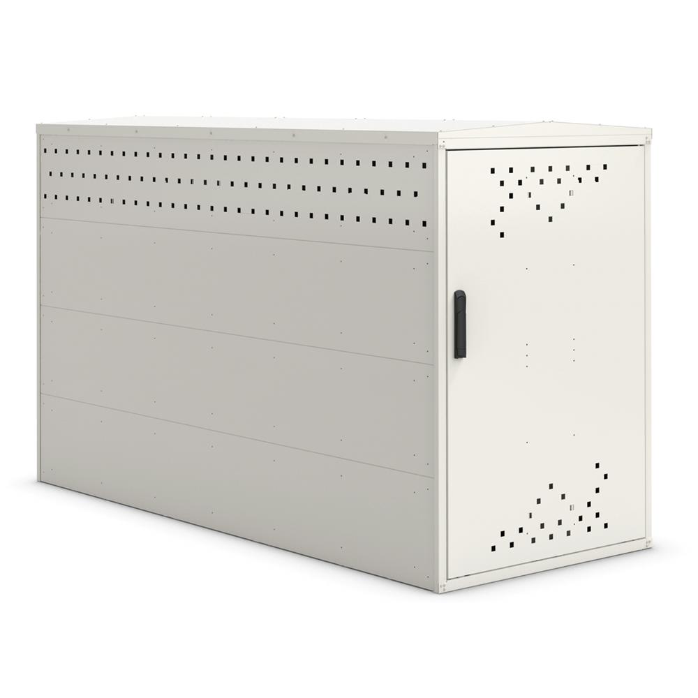 Fahrradgarage Bike Box | Grauweiß RAL 9002 | Grundeinheit mit 2 Seitenwänden | Giebeldach/Spitzdach