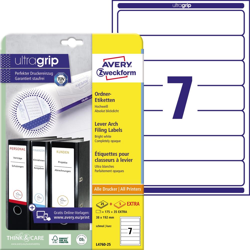 Avery Zweckform Ordneretikett L4760-25 38x192mm ws