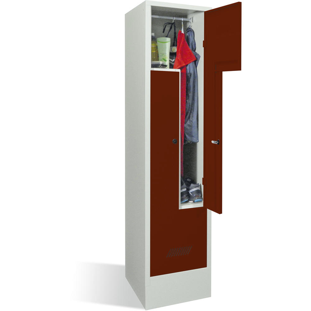 Z-Garderoben Stahlspind BASIC mit Sockel | Rubinrot RAL 3003 | mit Sockel | 2