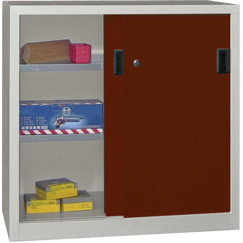 Schiebetüren-Stahlschrank SYSTEM FLEX | Rubinrot RAL 3003 | 1500 | 400 | mit Stahltüren