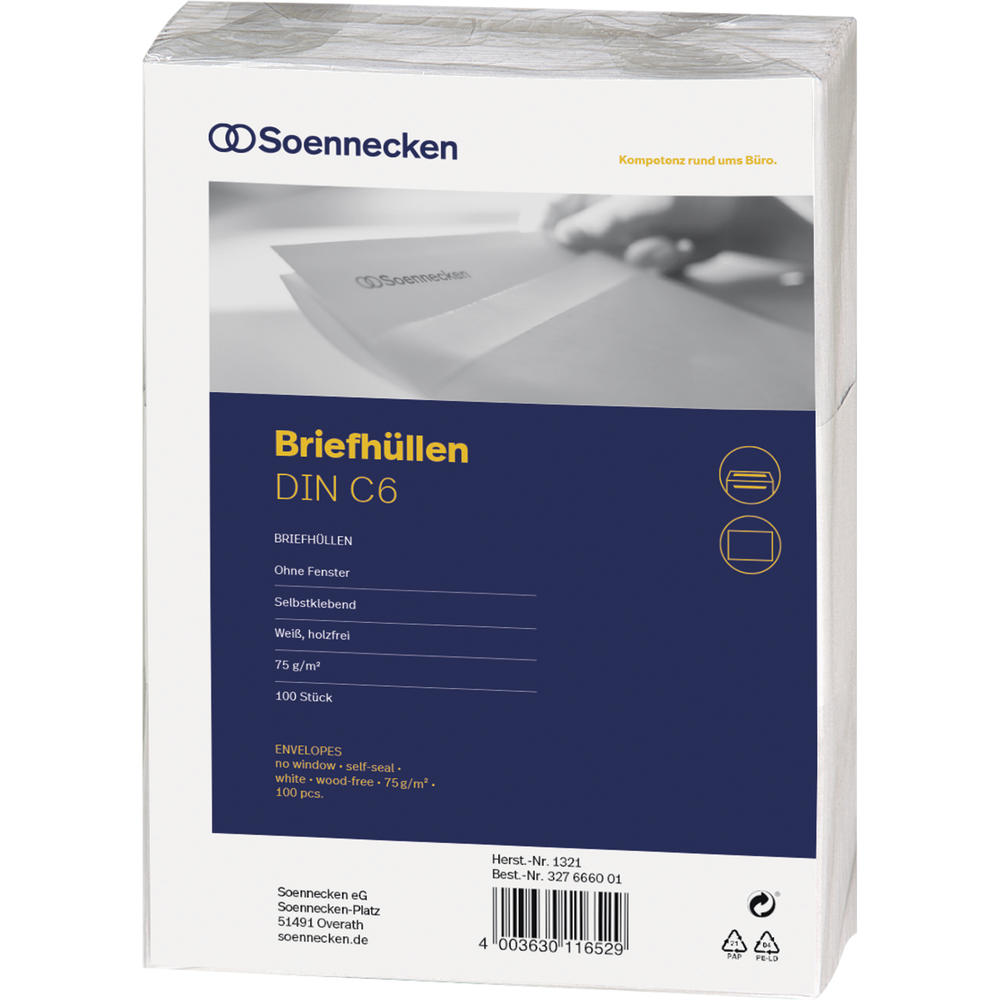 Soennecken Briefhülle 1321 C6 75g oF sk hf weiß
