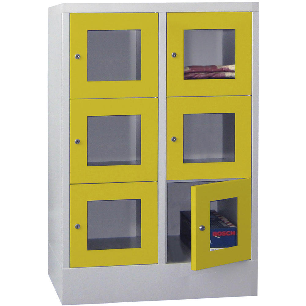 Schließfachschrank CLASSIC mit Sichtfenstertüren | Zinkgelb RAL 1018 | 400 | 2 | 6