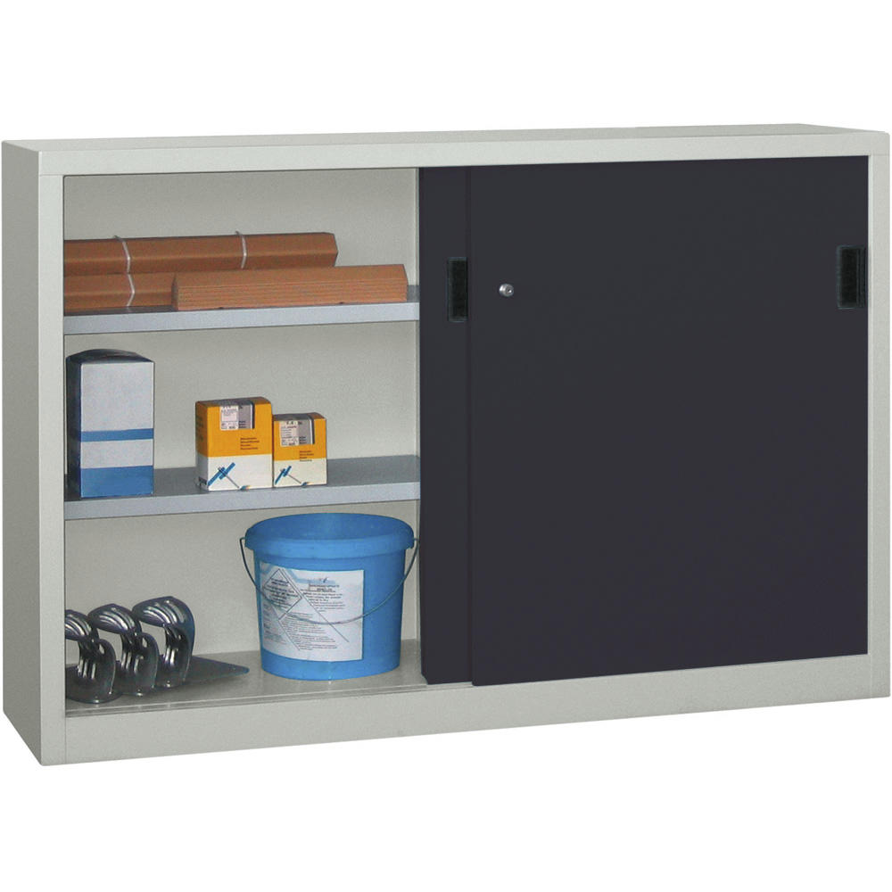 Schiebetüren-Stahlschrank SYSTEM FLEX | Anthrazitgrau RAL 7016 | 2000 | 400 | mit Stahltüren