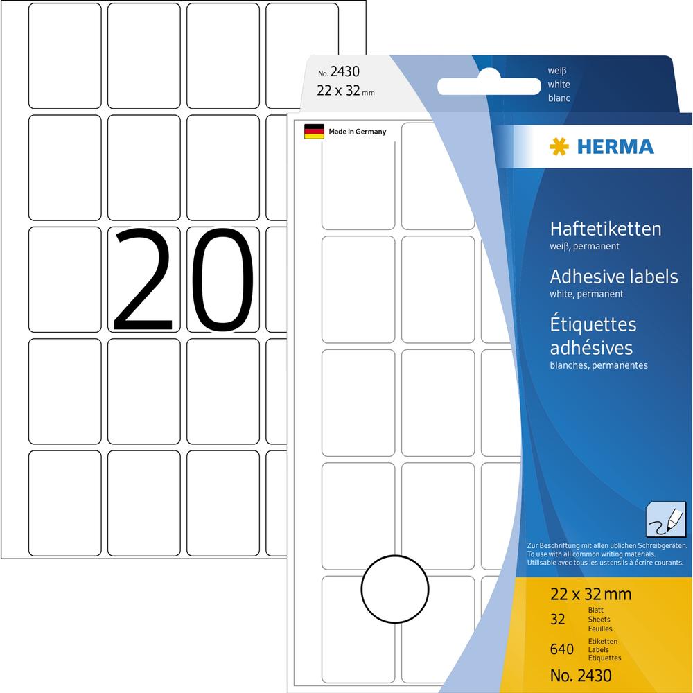 HERMA Vielzwecketikett 2430 22x32mm Papier weiß