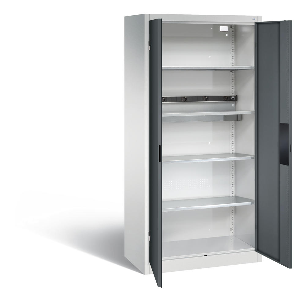 Akkuladeschrank Serie Basic, Vollblechtüren | Anthrazitgrau RAL 7016 | Basic, ohne Schubladenblock | Vollblechtüren | Lichtgrau RAL 7035