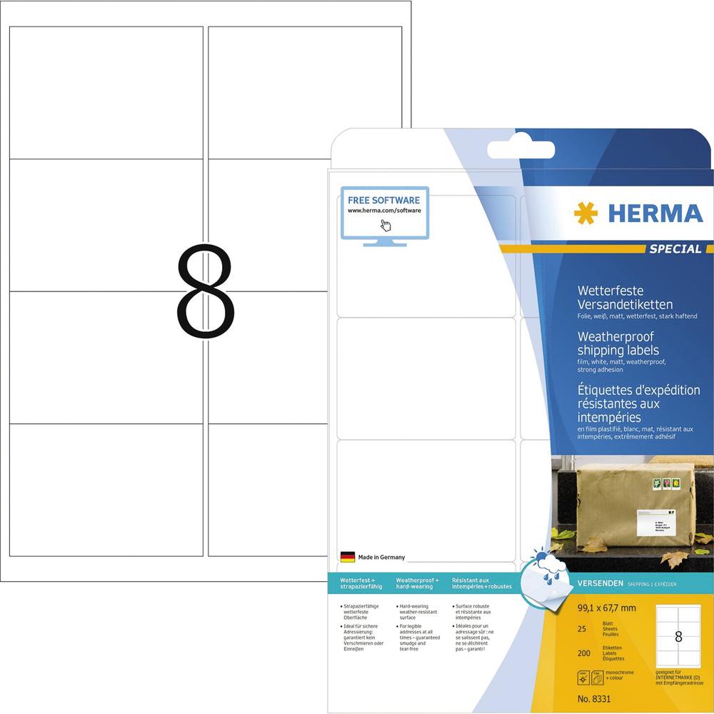 HERMA Folienetikett 8331 99,1x67,7mm weiß 200