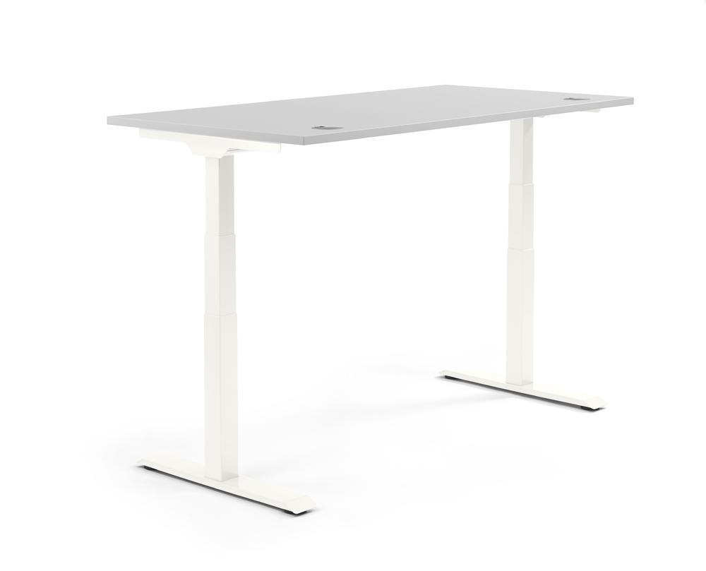 Höhenverstellbarer Schreibtisch FLEX MODUL | Lichtgrau | 1600 | Weiß