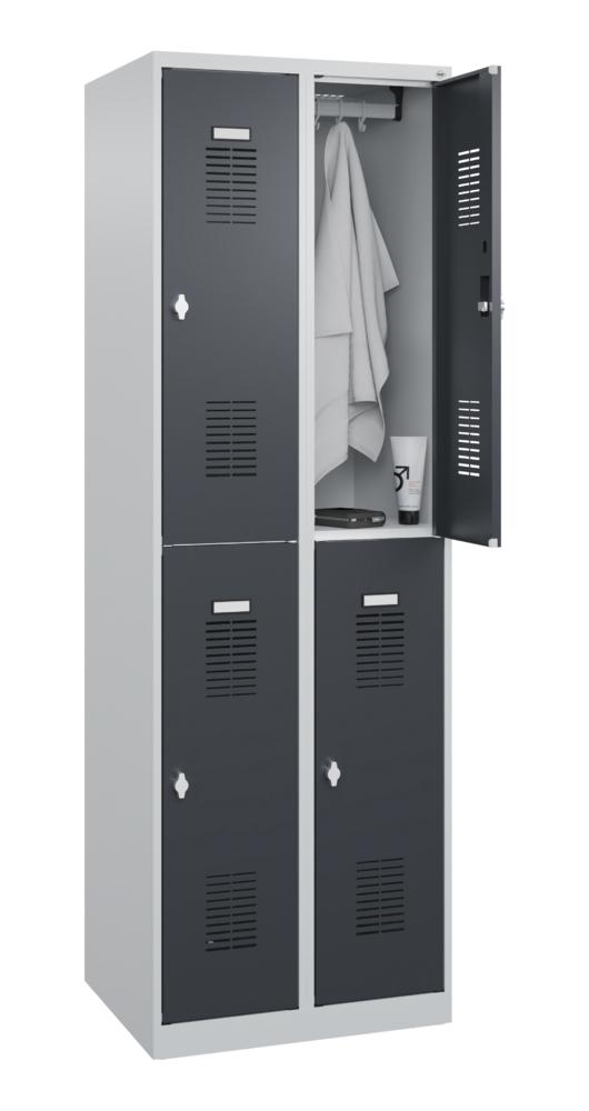 Doppelstöckiger Garderobenspind Basic Plus | Anthrazitgrau RAL 7016 | Drehriegelverschluss | 4