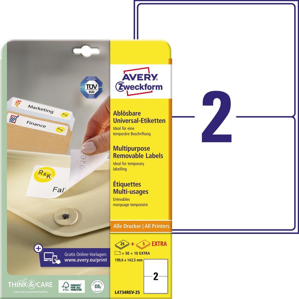 Avery Zweckform Etikett L4734REV-25 199,6x143,5mm