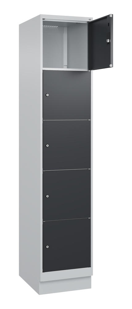 Schließfachschrank CLASSIC PLUS, mit Sockel | Schwarzgrau RAL 7021 | mit Sockel | Lichtgrau RAL 7035 | 400 | 1 | 5