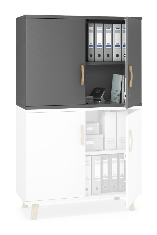 Flügeltüren-Aufsatzschrank SMART MODUL | Anthrazit | 1000 | 750 mm (2 OH)