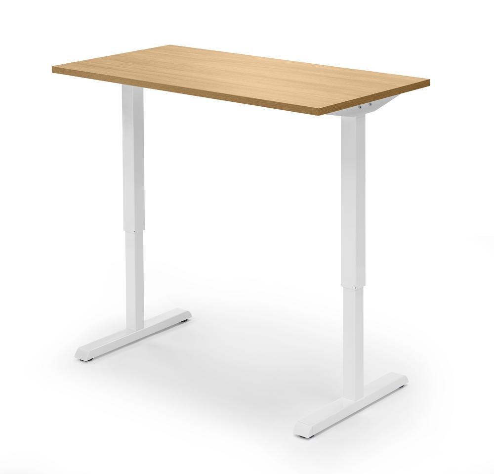 Höhenverstellbarer Schreibtisch Tiefe 650 mm | Buchedekor | 1600 | Weiß