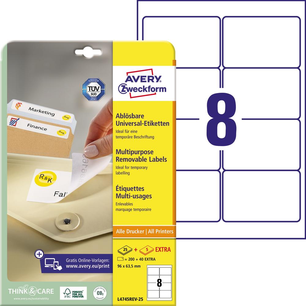 Avery Zweckform Etikett L4745REV-25 96x63,5mm weiß