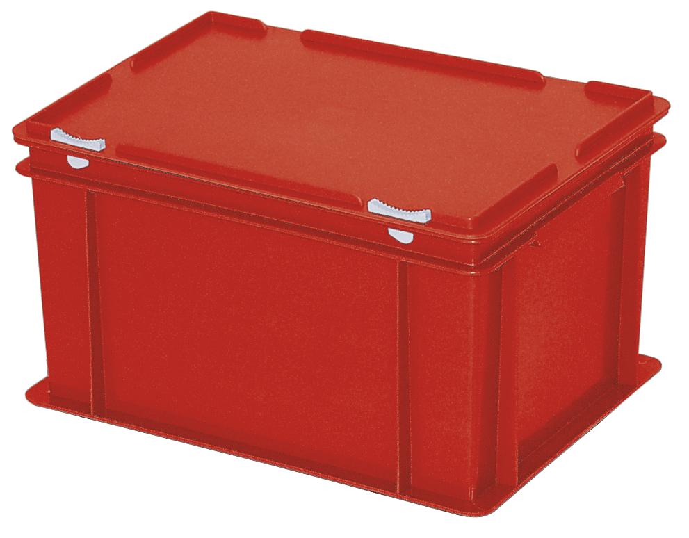 Euronorm-Behälter mit Deckel | Rot | B 300 x H 230 x L 400 mm | 21,00