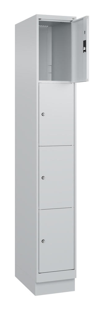 Schließfachschrank CLASSIC PLUS, mit Sockel | Lichtgrau RAL 7035 | mit Sockel | Lichtgrau RAL 7035 | 300 | 1 | 4