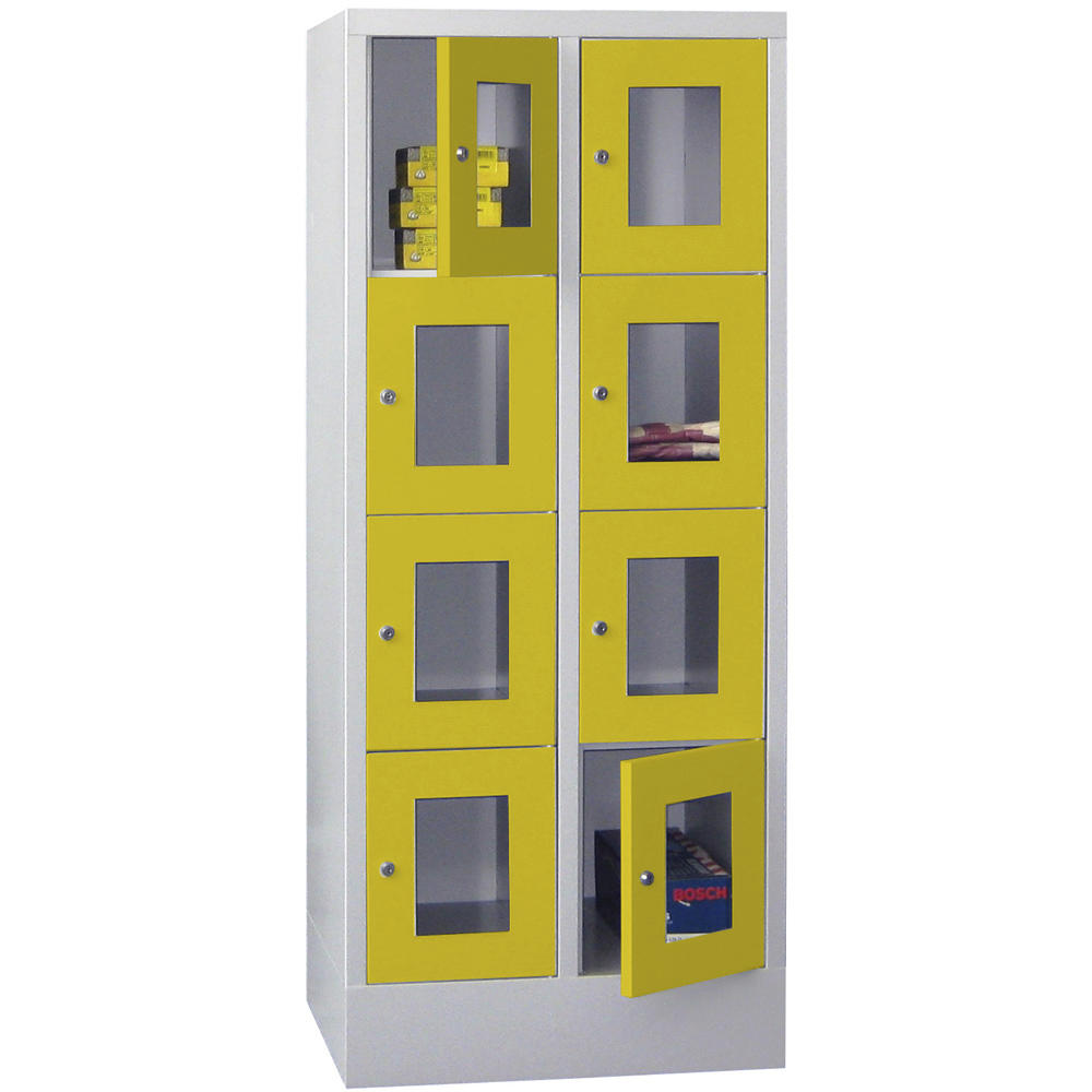 Schließfachschrank CLASSIC mit Sichtfenstertüren | Zinkgelb RAL 1018 | 300 | 2 | 8
