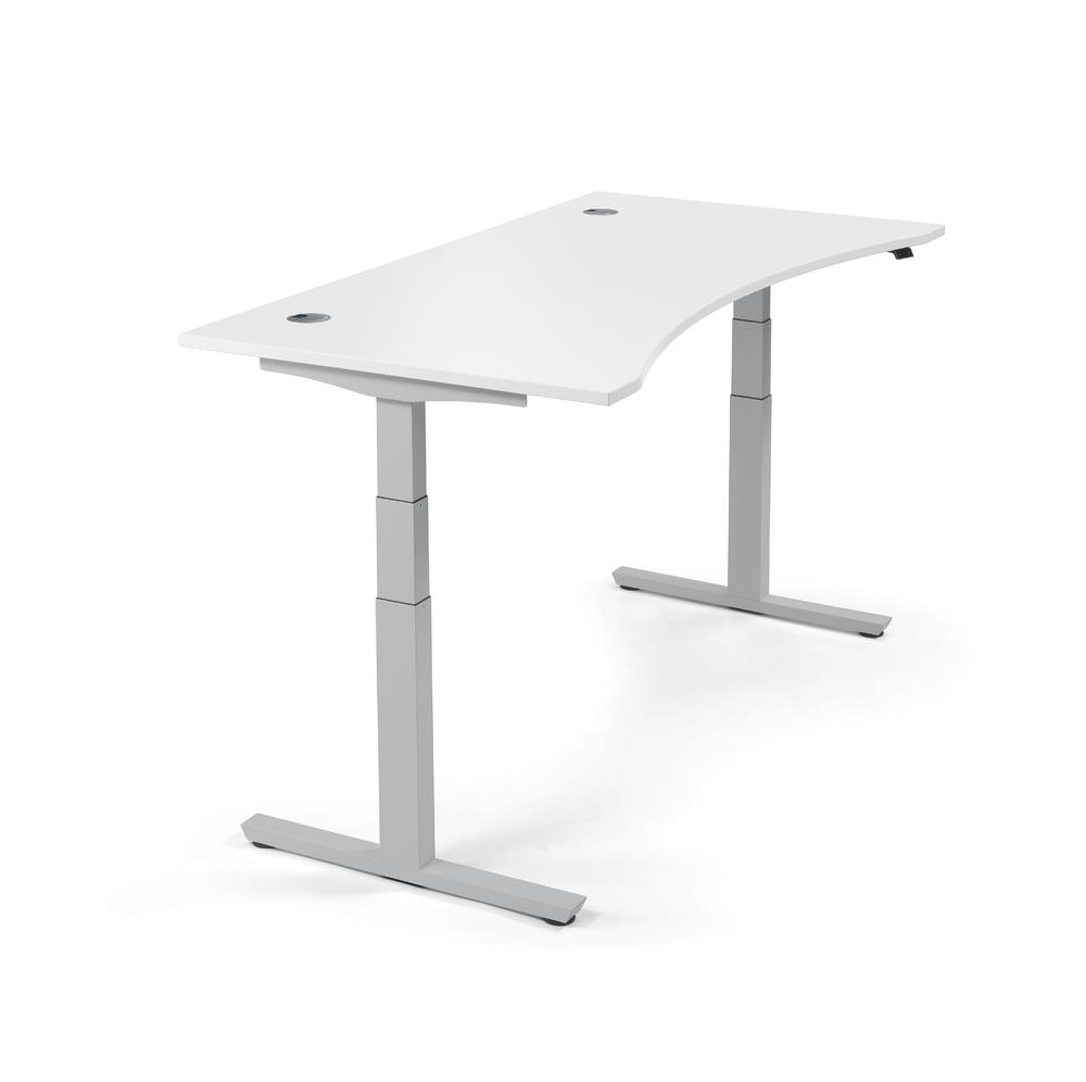 Sitz-/ Stehschreibtisch Cockpit PROFI MODUL | Weiß | 2000 | Alusilber