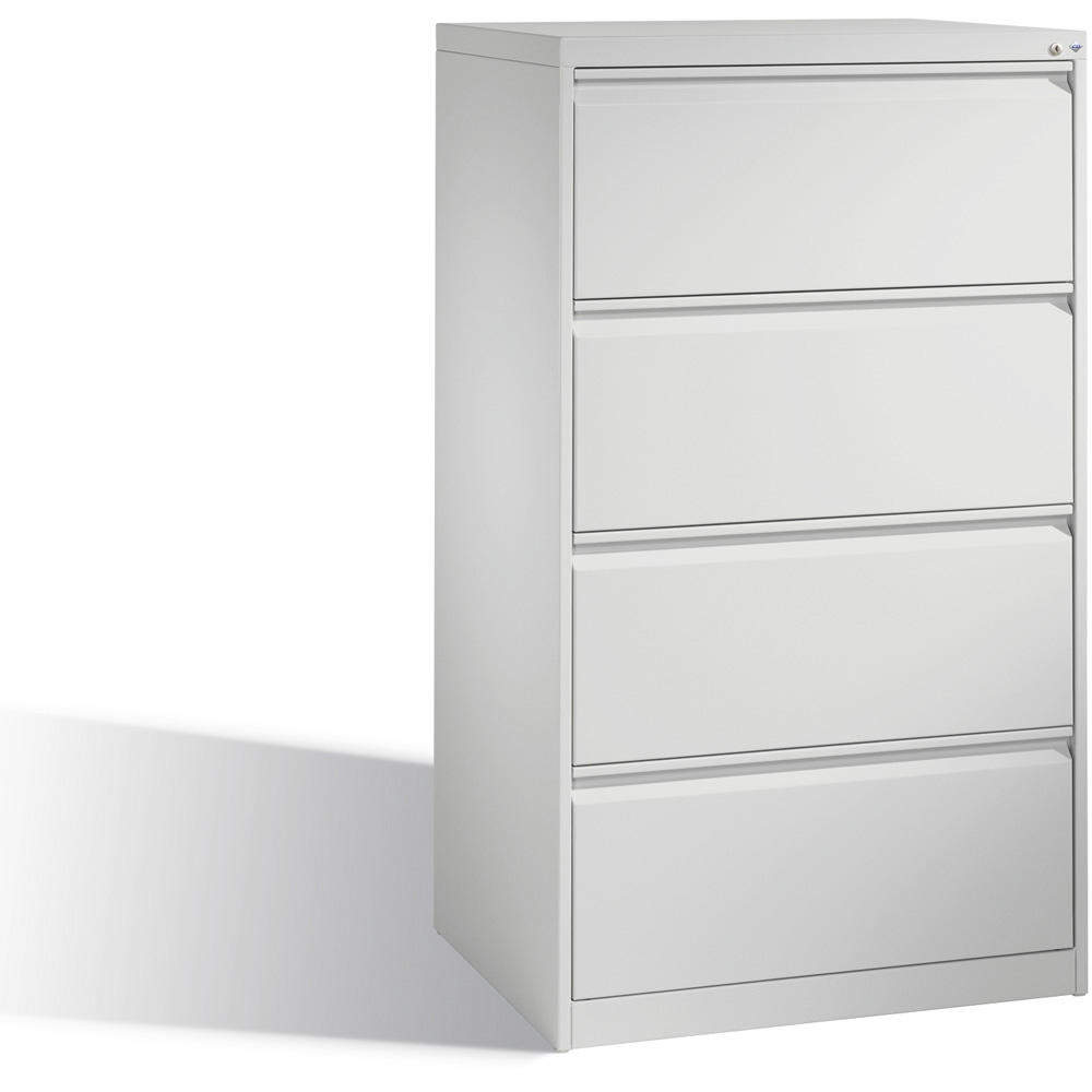 Hängeregistraturstahlschrank | Lichtgrau RAL 7035 | doppelbahnig | 4 Schübe