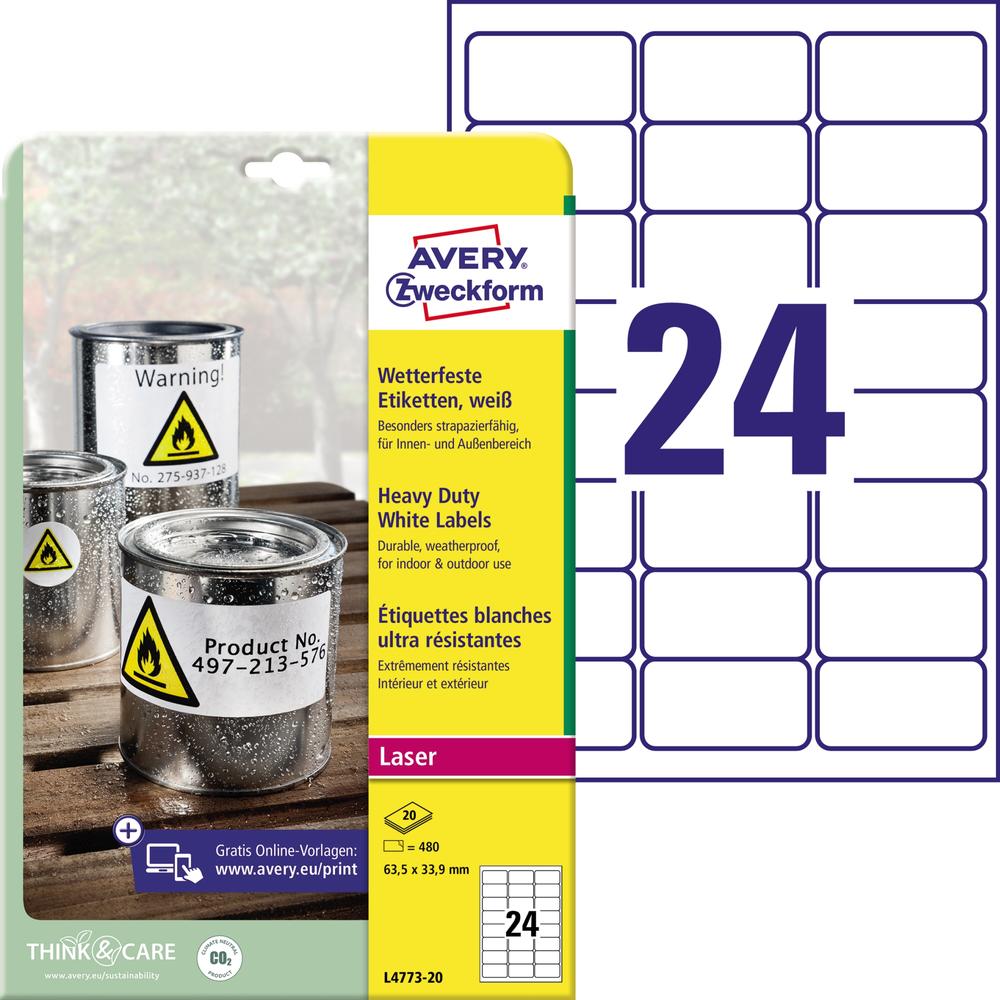 Avery Zweckform Folienetikett L4773-20 63,5x33,9mm